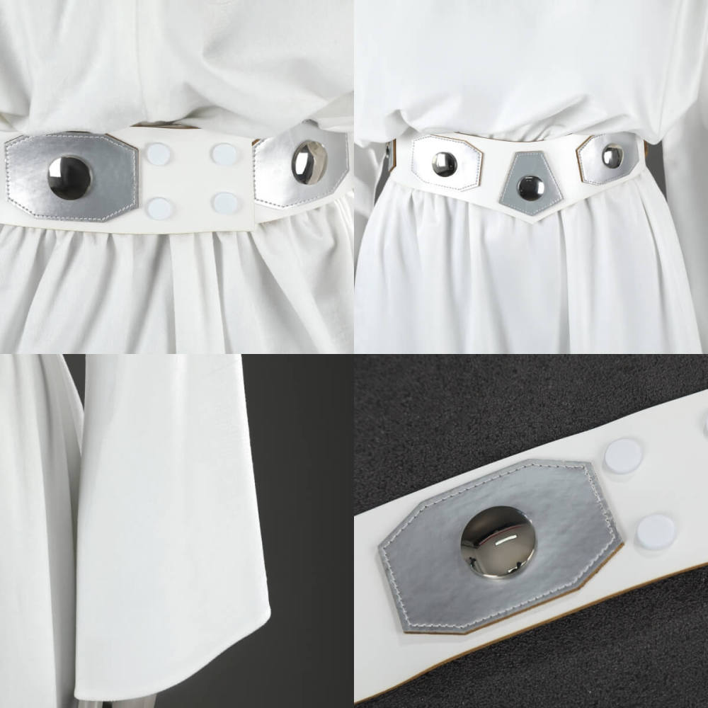 Star Wars A New Hope Princess Leia Cosplay Costume White Dress Belt Takerlama