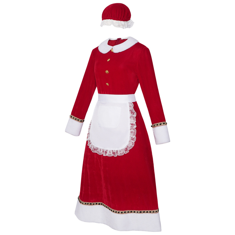 Mrs Claus Maid Cosplay Costume for Women Christmas Party Outfits Gifts For Her In Stock