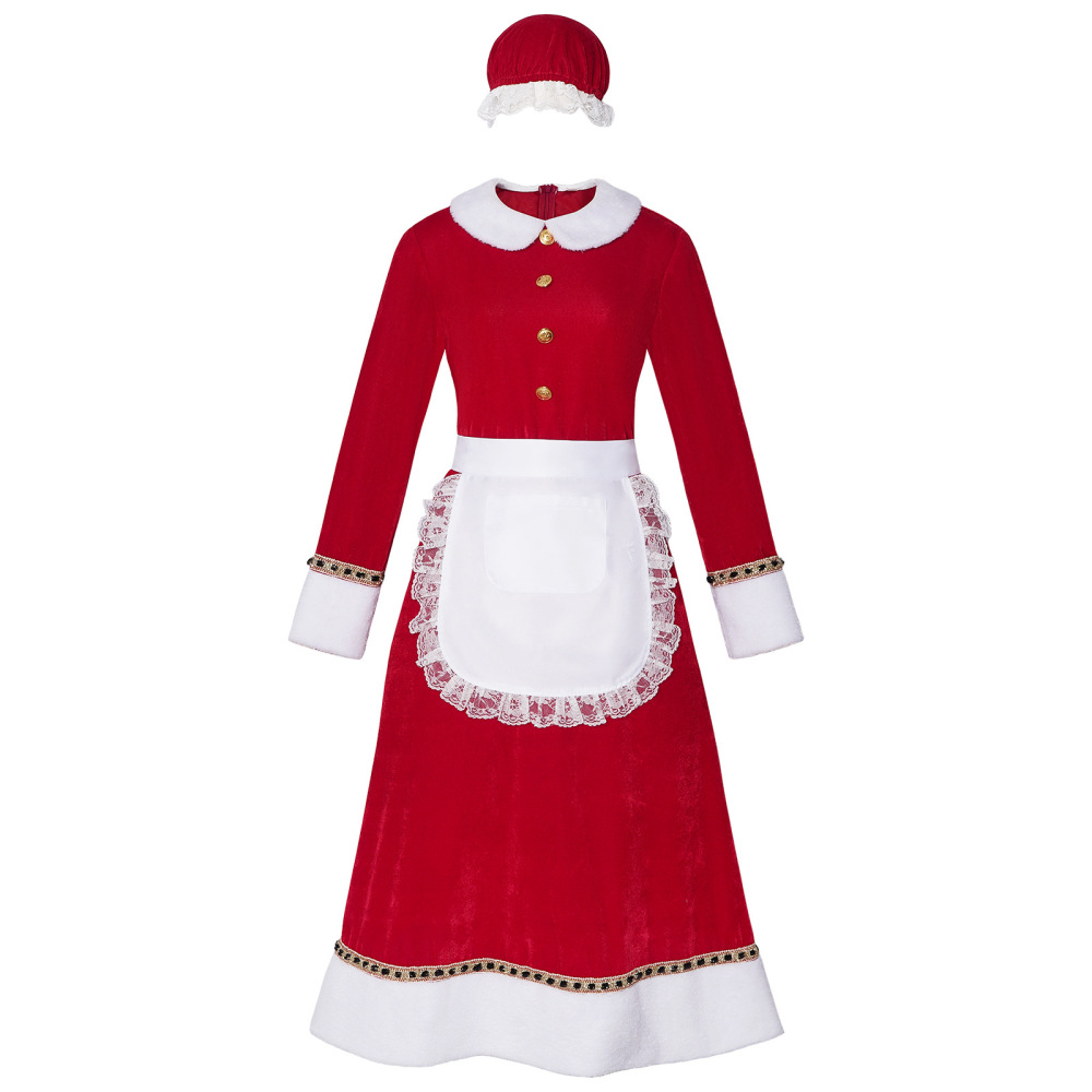 Mrs Claus Maid Cosplay Costume for Women Christmas Party Outfits Gifts For Her In Stock
