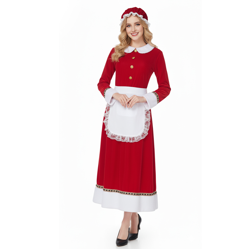 Mrs Claus Maid Cosplay Costume for Women Christmas Party Outfits Gifts For Her In Stock