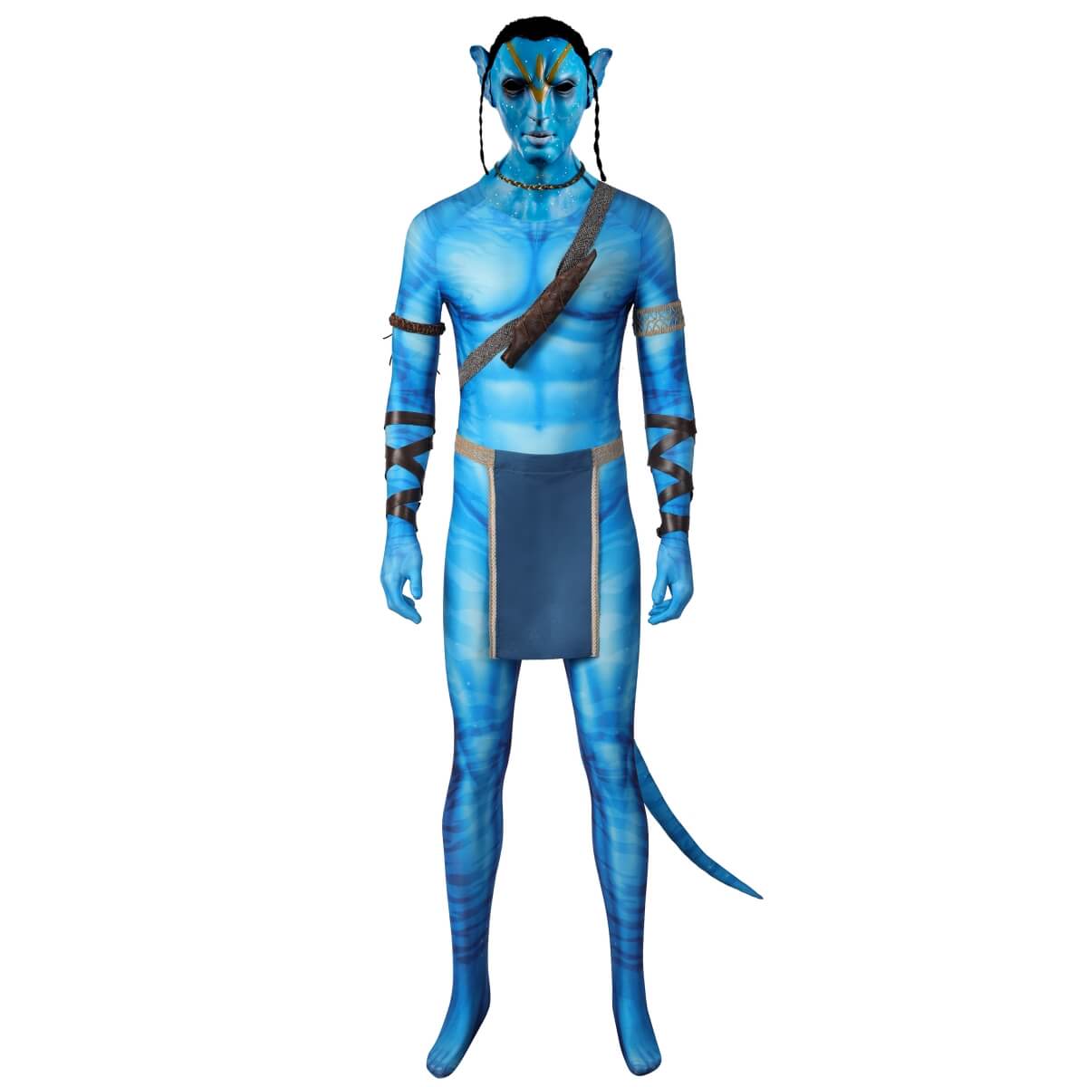 Jake Sully Cosplay Costume Avatar 2 The Way of Water Halloween Jumpsuit Mask Takerlama