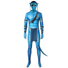 Jake Sully Cosplay Costume Avatar 2 The Way of Water Halloween Jumpsuit Mask Takerlama