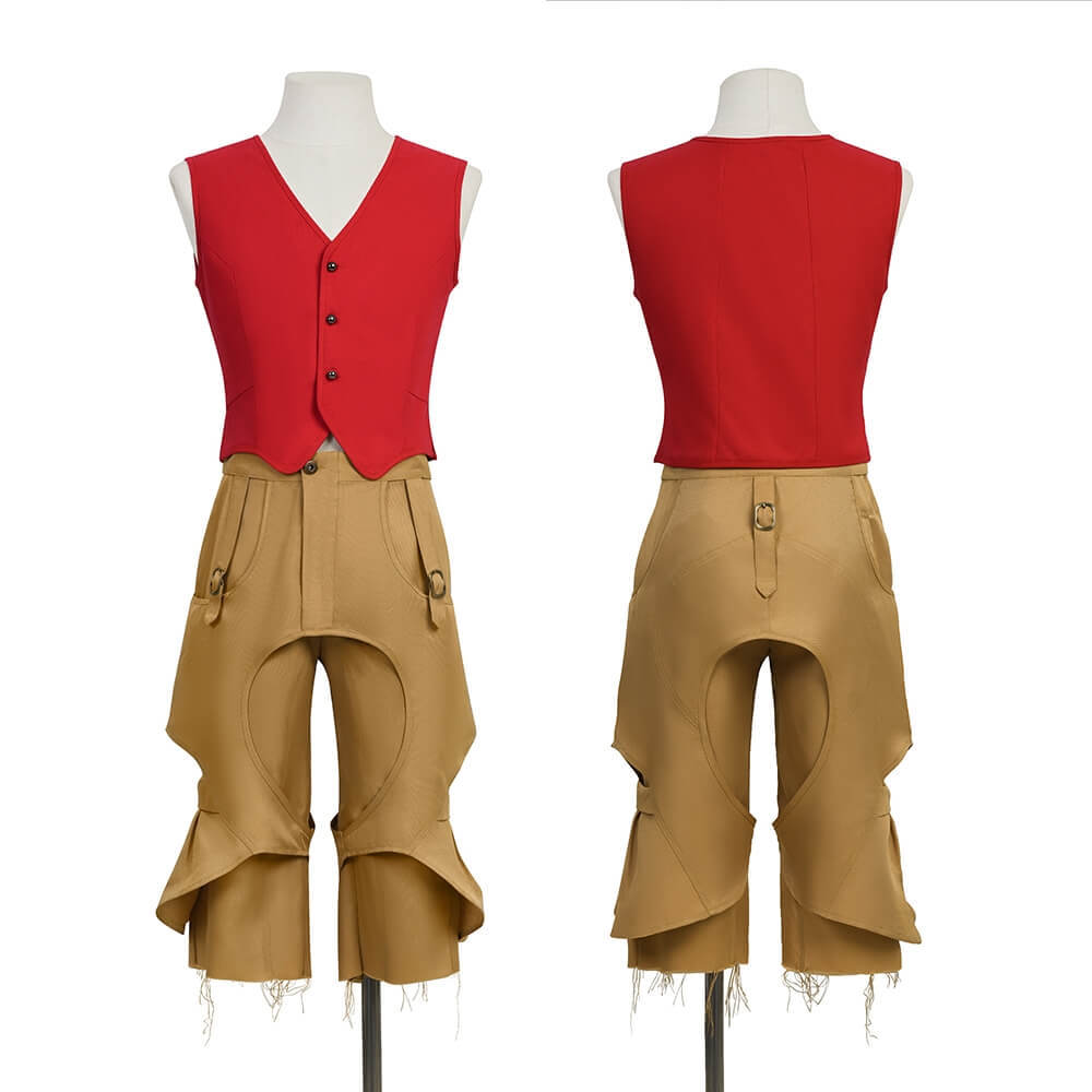 One Piece TV Season 2 Monkey D. Luffy Cosplay Costume Men's Outfits Takerlama