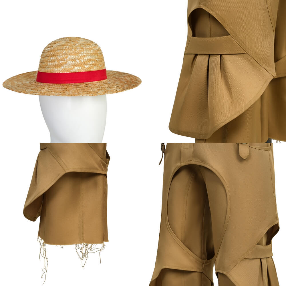 One Piece TV Season 2 Monkey D. Luffy Cosplay Costume Men's Outfits Takerlama