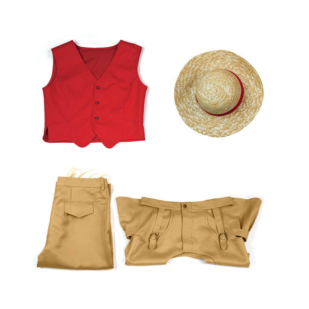 One Piece TV Season 2 Monkey D. Luffy Cosplay Costume Men's Outfits Takerlama