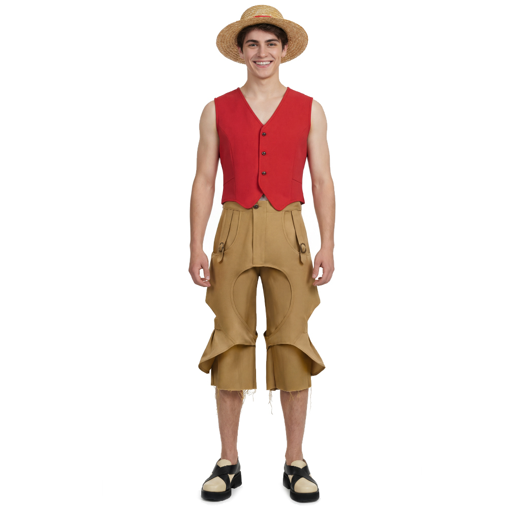 One Piece TV Season 2 Monkey D. Luffy Cosplay Costume Men's Outfits Takerlama