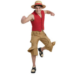 One Piece TV Season 2 Monkey D. Luffy Cosplay Costume Men's Outfits Takerlama