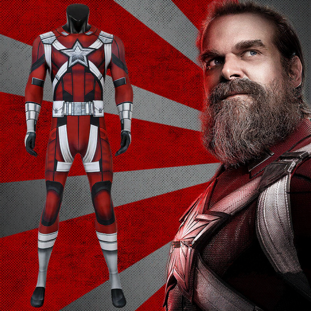 Red Guardian Alexei Shostakov Cosplay Costume Print Jumpsuit Mask