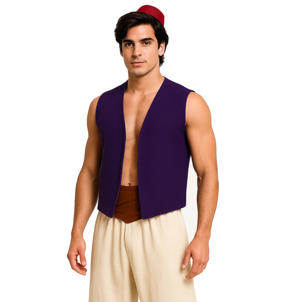 Aladdin Purple Black Vest Adult Men Cosplay Costume(Ready To Ship) Takerlama
