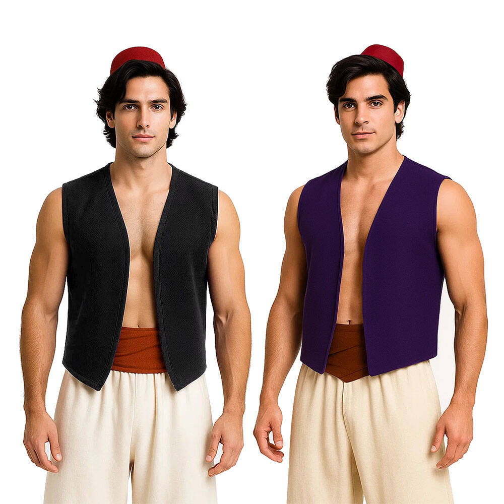 Aladdin Purple Black Vest Adult Men Cosplay Costume(Ready To Ship) Takerlama