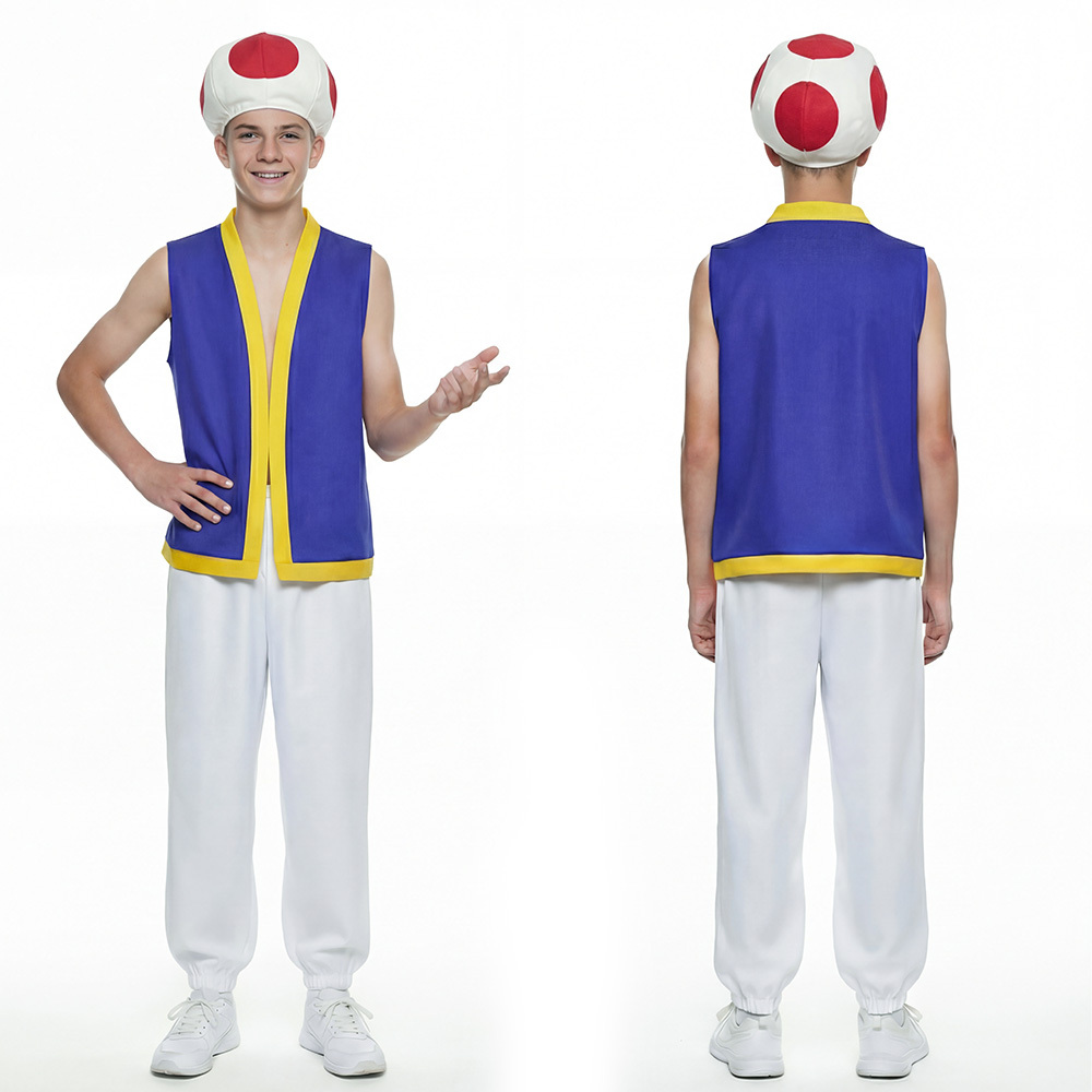 Movie Toad Kinopio Cosplay Costume Kids Adult Super Mario Bros Takerlama