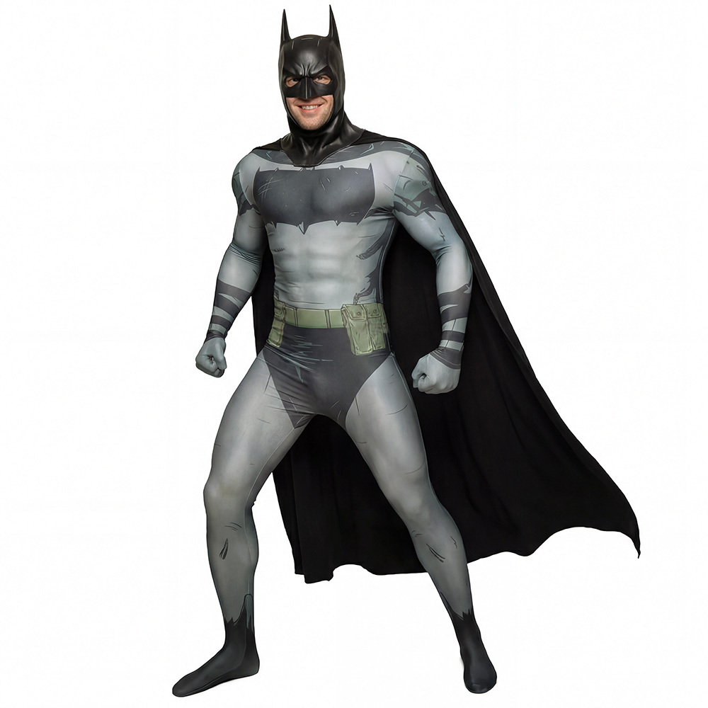 Absolute Bruce Wayne Jumpsuit With Mask Bat Men' Comic-Con Cosplay Costume for Adults Kids Takerlama