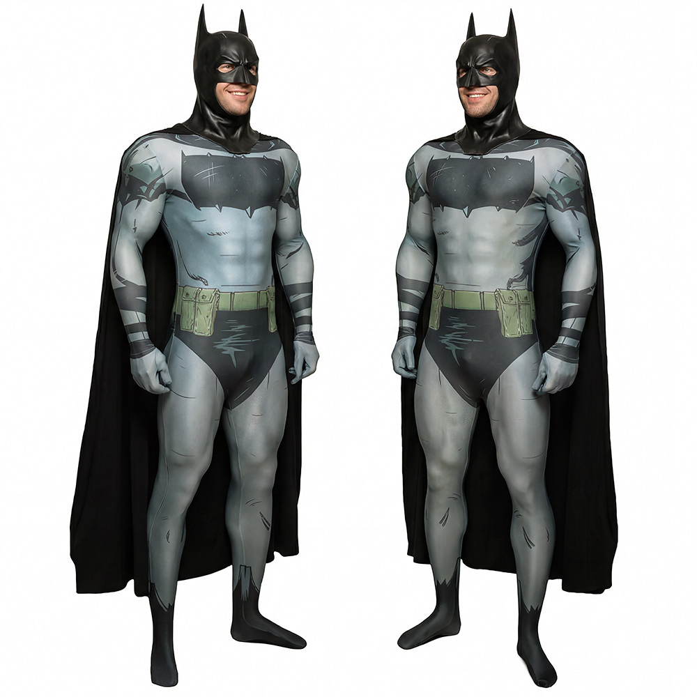 Absolute Bruce Wayne Jumpsuit With Mask Bat Men' Comic-Con Cosplay Costume for Adults Kids Takerlama