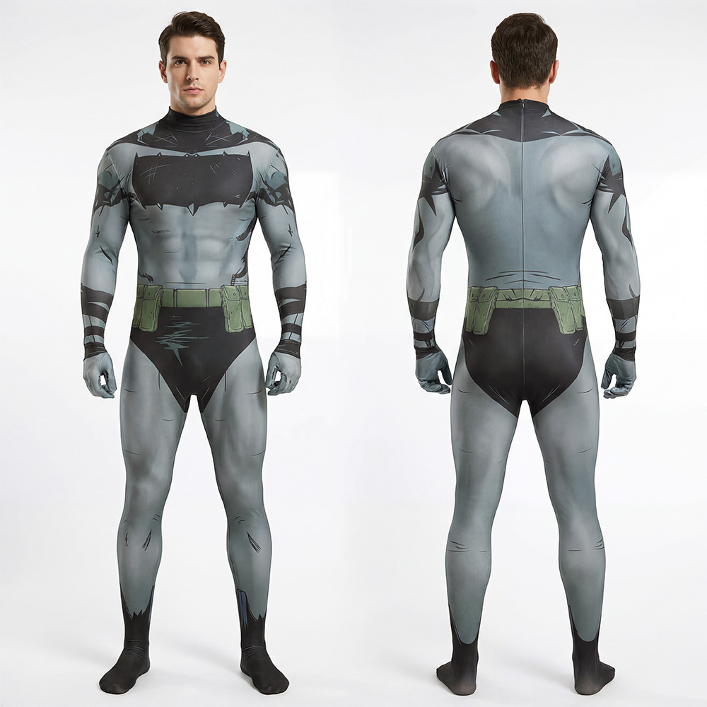 Absolute Bruce Wayne Jumpsuit With Mask Bat Men' Comic-Con Cosplay Costume for Adults Kids Takerlama
