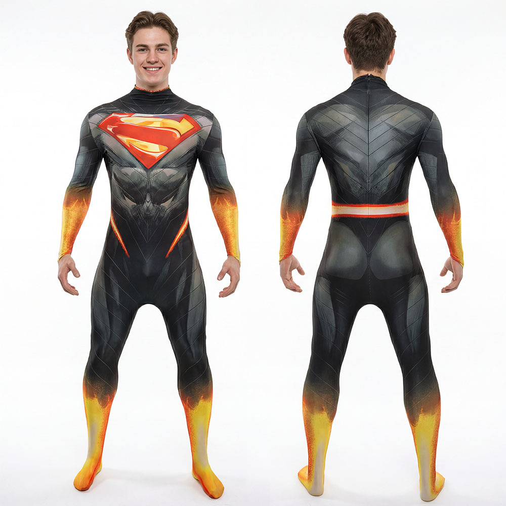 Absolute Super Men's Clark Kent Jumpsuit Cosplay Costume for Adults Kids Takerlama