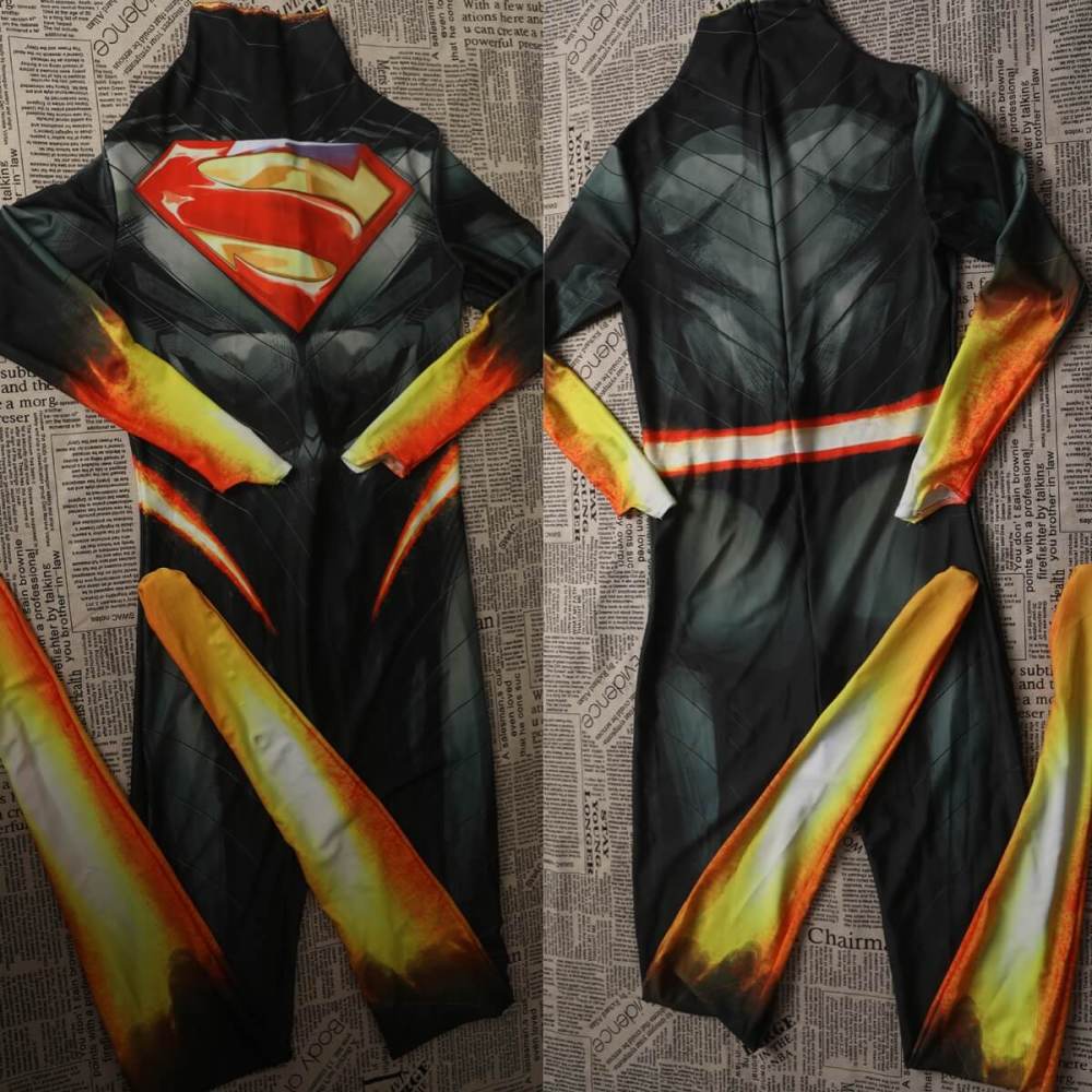Absolute Super Men's Clark Kent Jumpsuit Cosplay Costume for Adults Kids Takerlama
