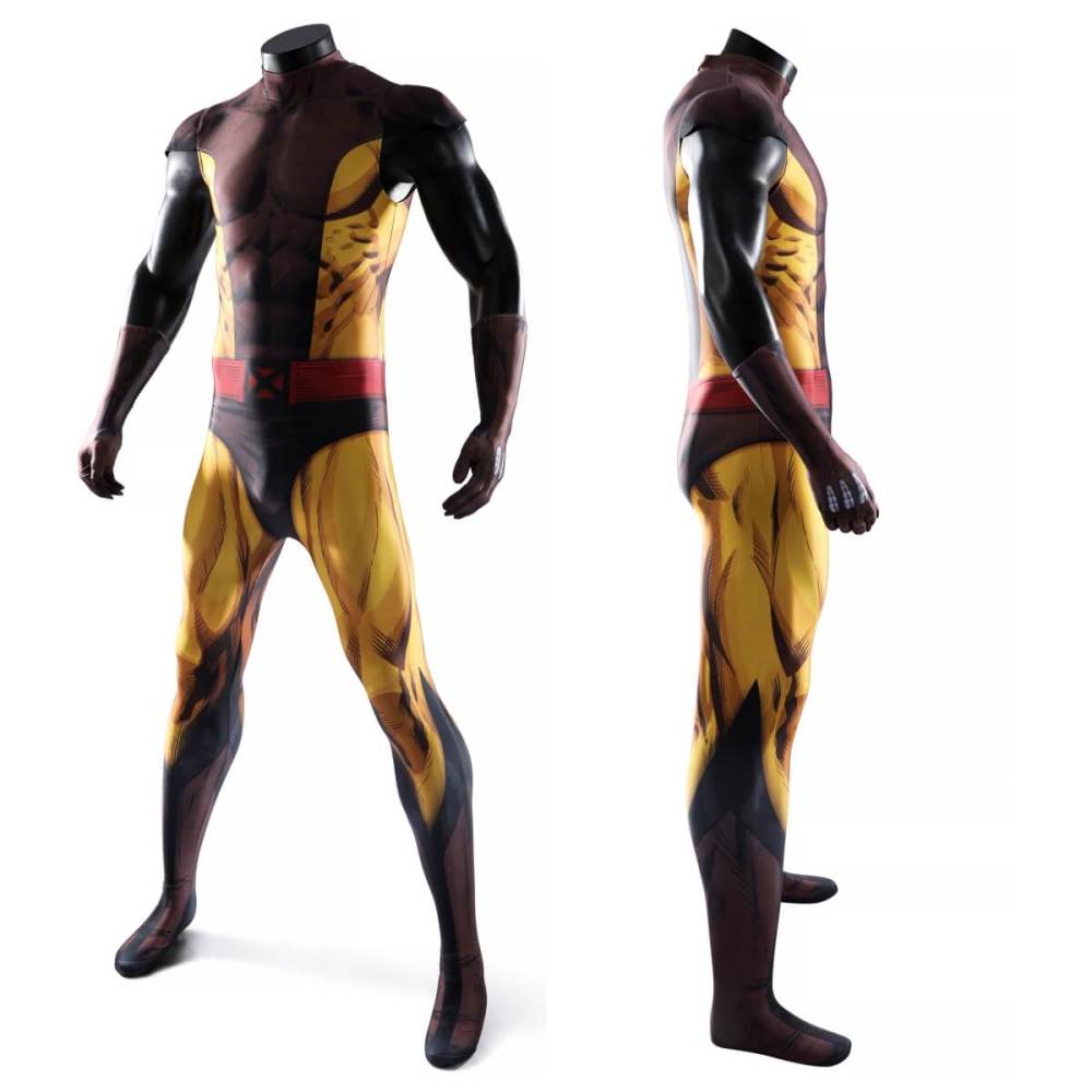 X-Men Wolverine Brown Cosplay Costume 3D Print Jumpsuit Takerlama