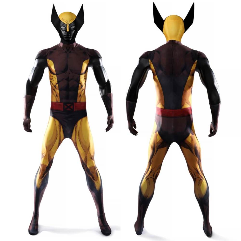 X-Men Wolverine Brown Cosplay Costume 3D Print Jumpsuit Takerlama