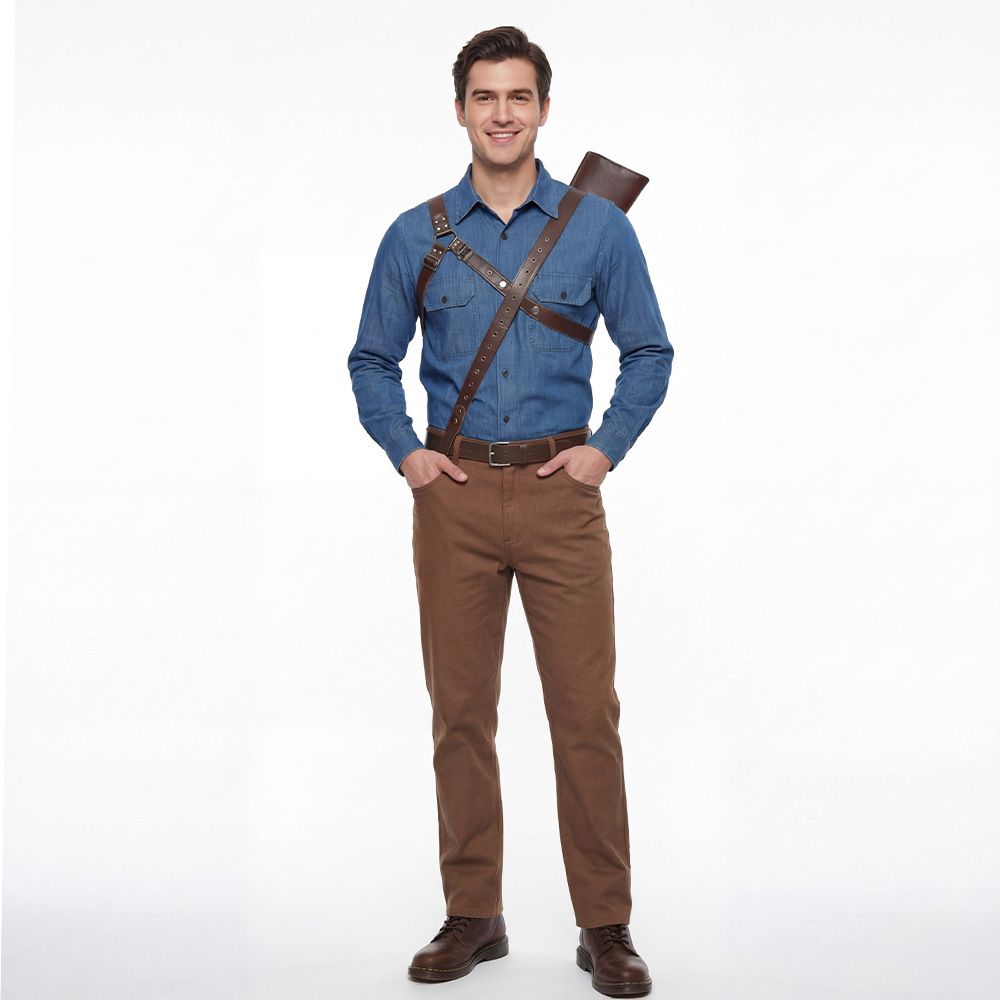 Ash Williams Cosplay Costume Blue Uniform Outfits Movie Ash vs Evil Dead(L XXL Ready To Ship) Takerlama In Stock
