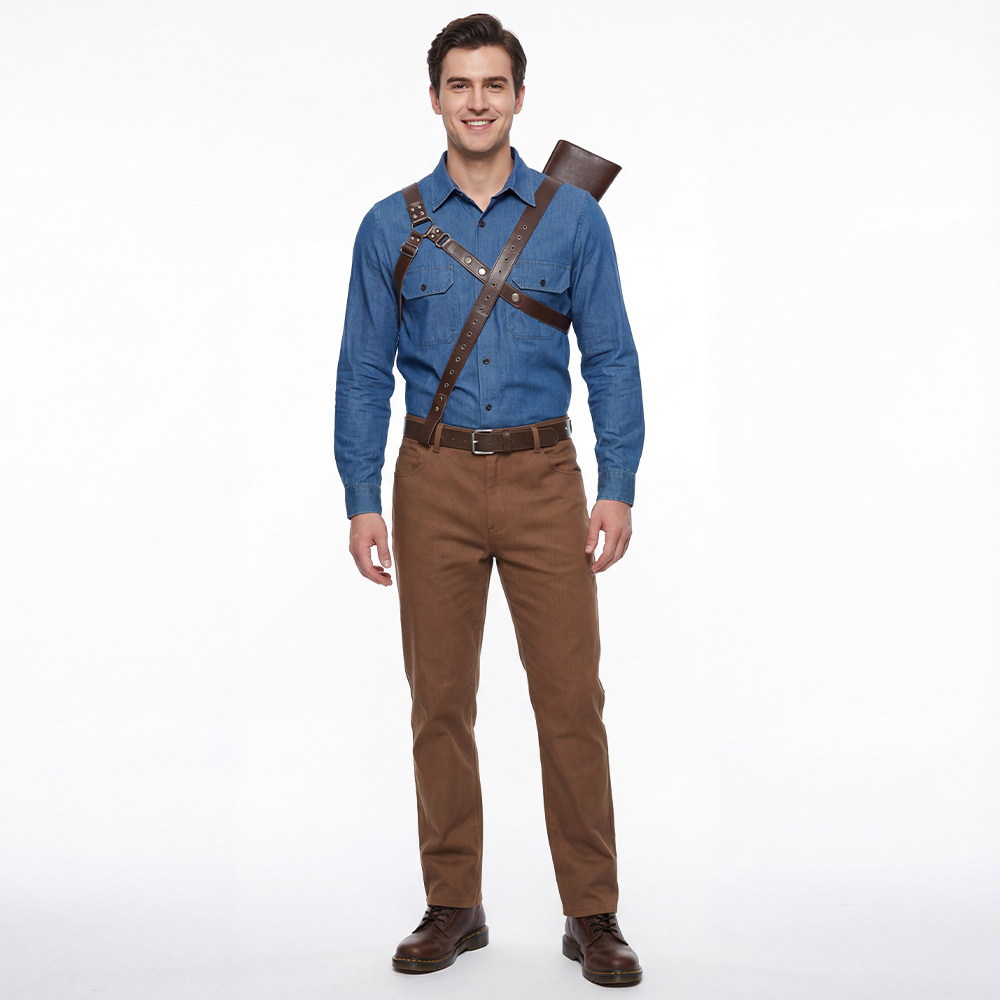 Ash Williams Cosplay Costume Blue Uniform Outfits Movie Ash vs Evil Dead(L XXL Ready To Ship) Takerlama In Stock