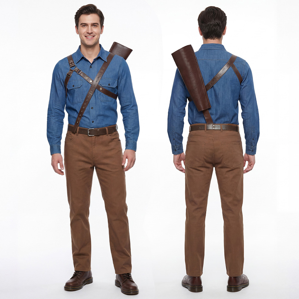 Ash Williams Cosplay Costume Blue Uniform Outfits Movie Ash vs Evil Dead(L XXL Ready To Ship) Takerlama In Stock