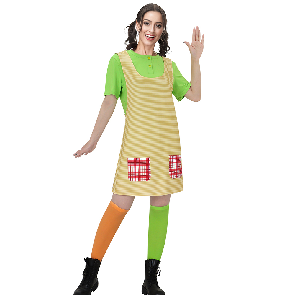 Women's Pippi Halloween Cosplay Costume Fancy Dress TV Book Day Character Outfit Takerlama