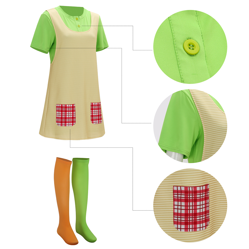 Women's Pippi Halloween Cosplay Costume Fancy Dress TV Book Day Character Outfit Takerlama