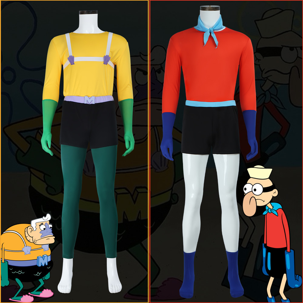 Mermaid Man Ernie Huckler Barnacle Boy Tim Strangler Cosplay Costume For Men Takerlama