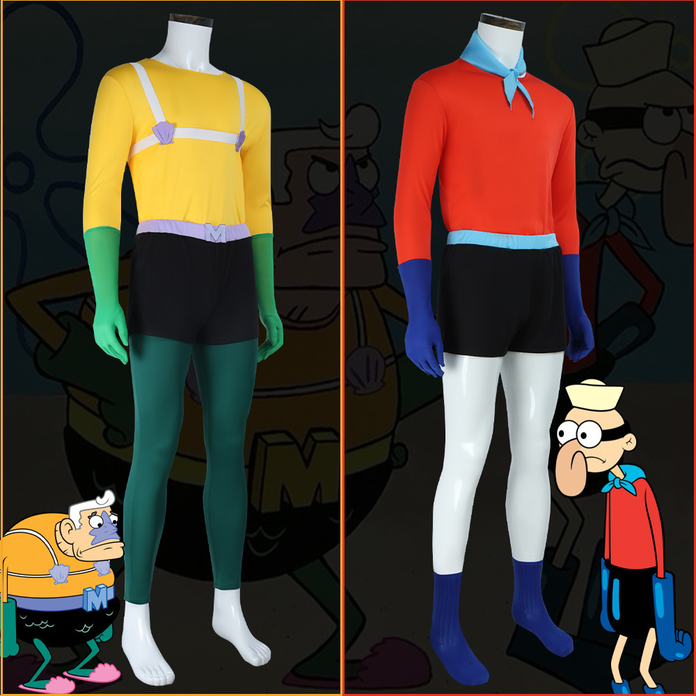 Mermaid Man Ernie Huckler Barnacle Boy Tim Strangler Cosplay Costume For Men Takerlama