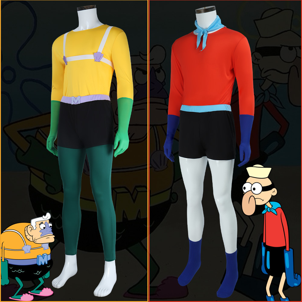 Mermaid Man Ernie Huckler Barnacle Boy Tim Strangler Cosplay Costume For Men Takerlama