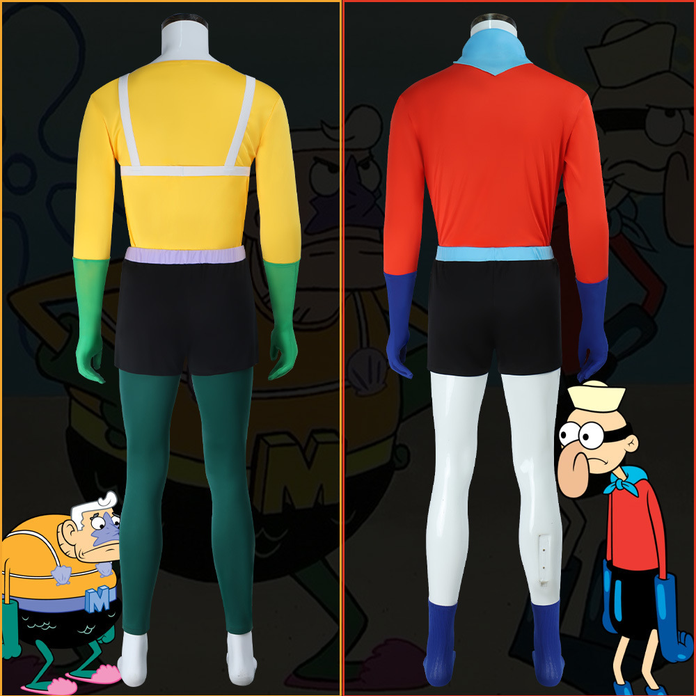 Mermaid Man Ernie Huckler Barnacle Boy Tim Strangler Cosplay Costume For Men Takerlama