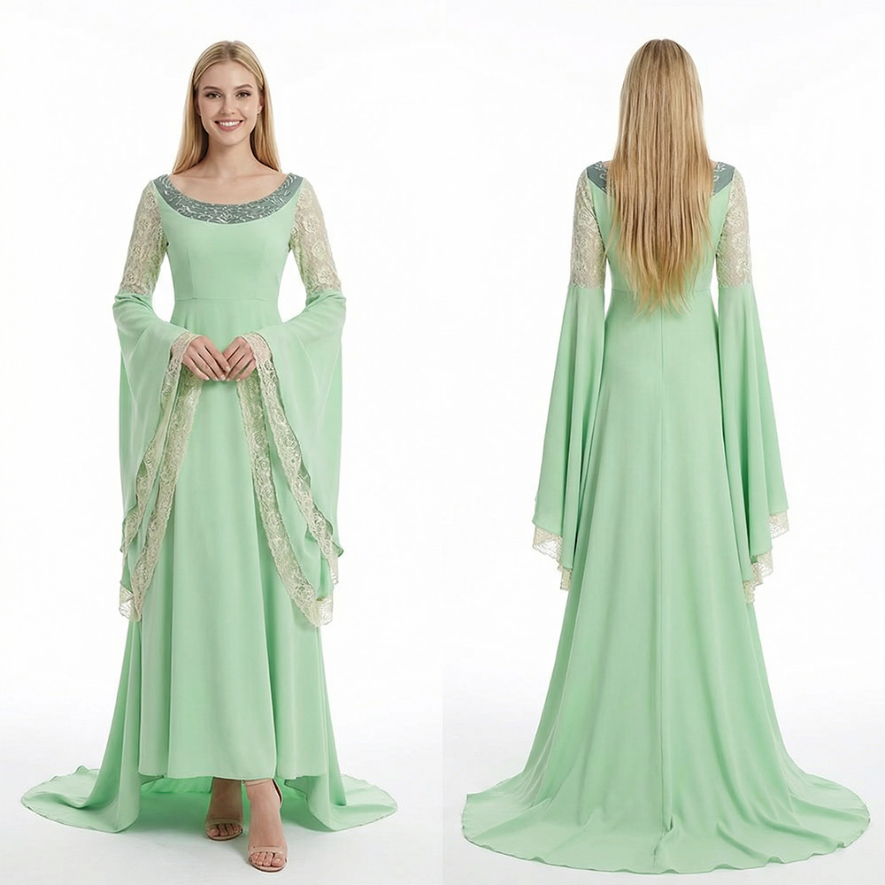 Arwen Evenstar Cosplay Costume LotR Green Party Fancy Dress Takerlama