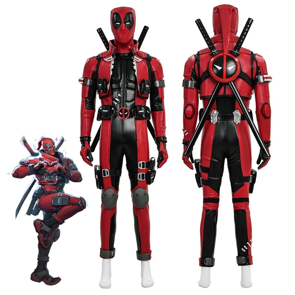 Deluxe Marvel Rivals Deadpool Halloween Cosplay Costume Mask Shoes Takerlama