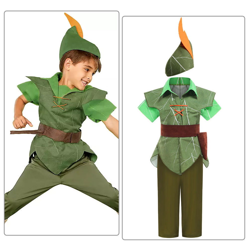 Child Peter Pan Halloween Green Cosplay Costume Boys Kids Gift Takerlama