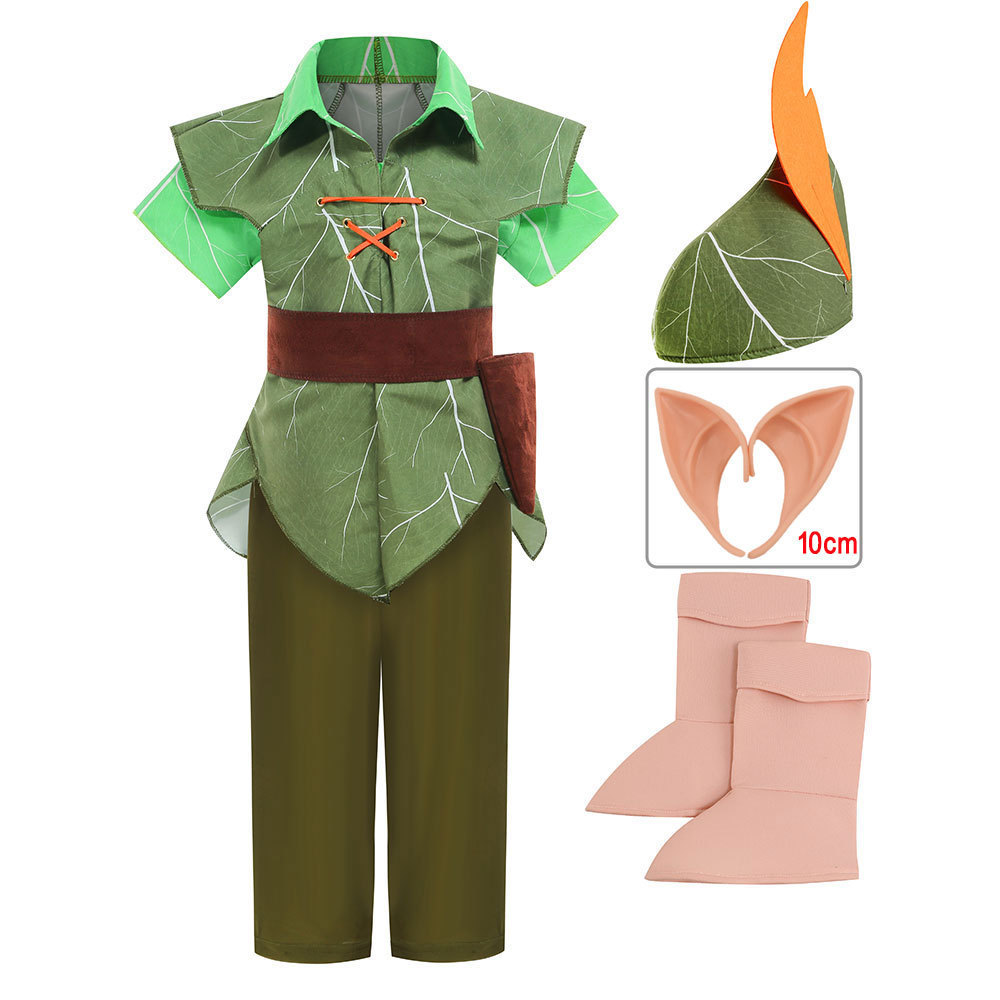 Child Peter Pan Halloween Green Cosplay Costume Boys Kids Gift Takerlama