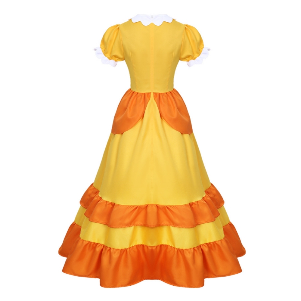 Super Mario Bros Princess Daisy Cosplay Costume For Kids Adults Yellow Fancy Dress Set Takerlama