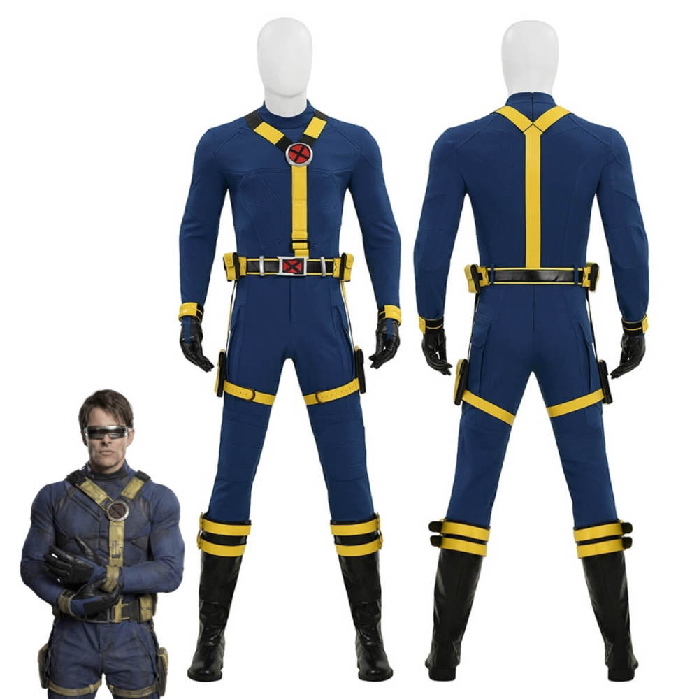 Avengers 5 Doomsday Cyclops Cosplay Costume Blue Jumpsuit Shoes Takerlama