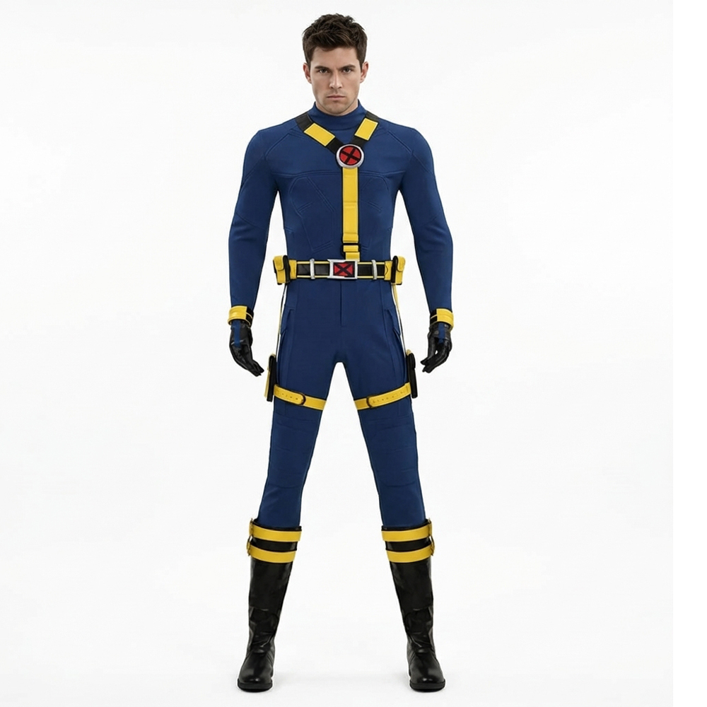 Avengers 5 Doomsday Cyclops Cosplay Costume Blue Jumpsuit Shoes Takerlama