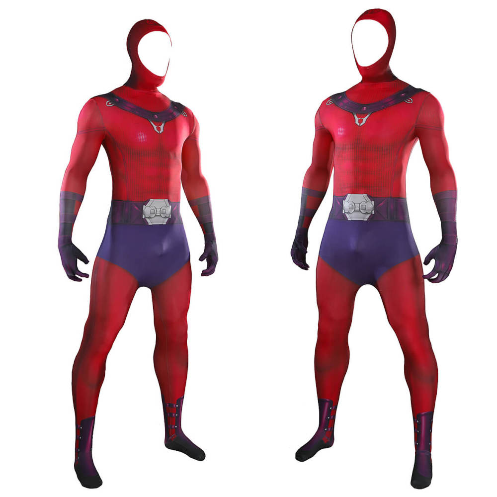 Magneto Mutant Man Cosplay Costume Adults Kids Red Jumpsuit Cape Takerlama