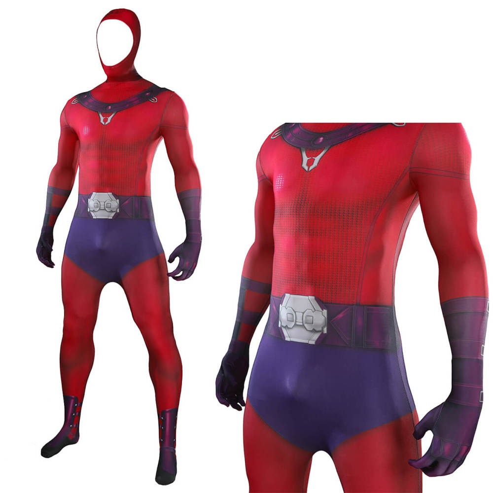 Magneto Mutant Man Cosplay Costume Adults Kids Red Jumpsuit Cape Takerlama