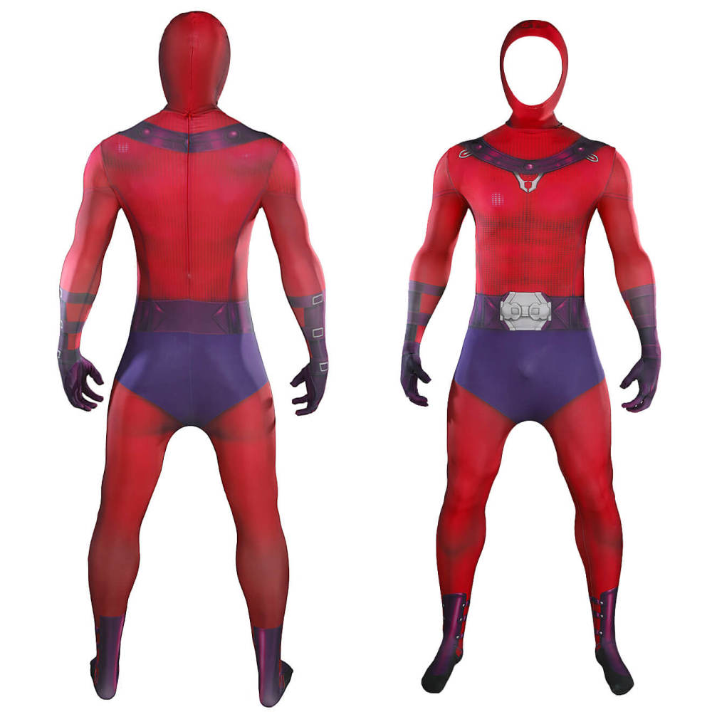 Magneto Mutant Man Cosplay Costume Adults Kids Red Jumpsuit Cape Takerlama