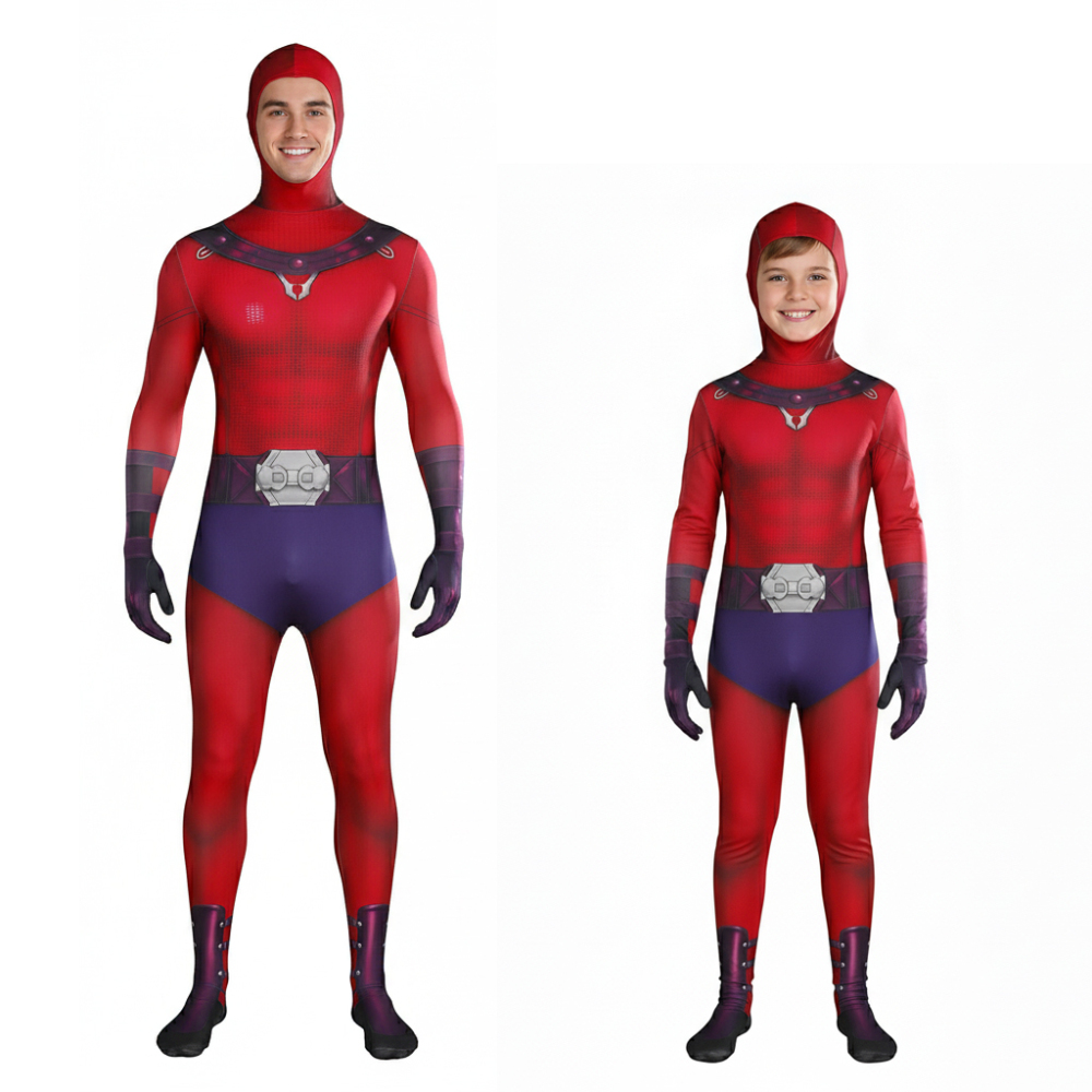 Magneto Mutant Man Cosplay Costume Adults Kids Red Jumpsuit Cape Takerlama