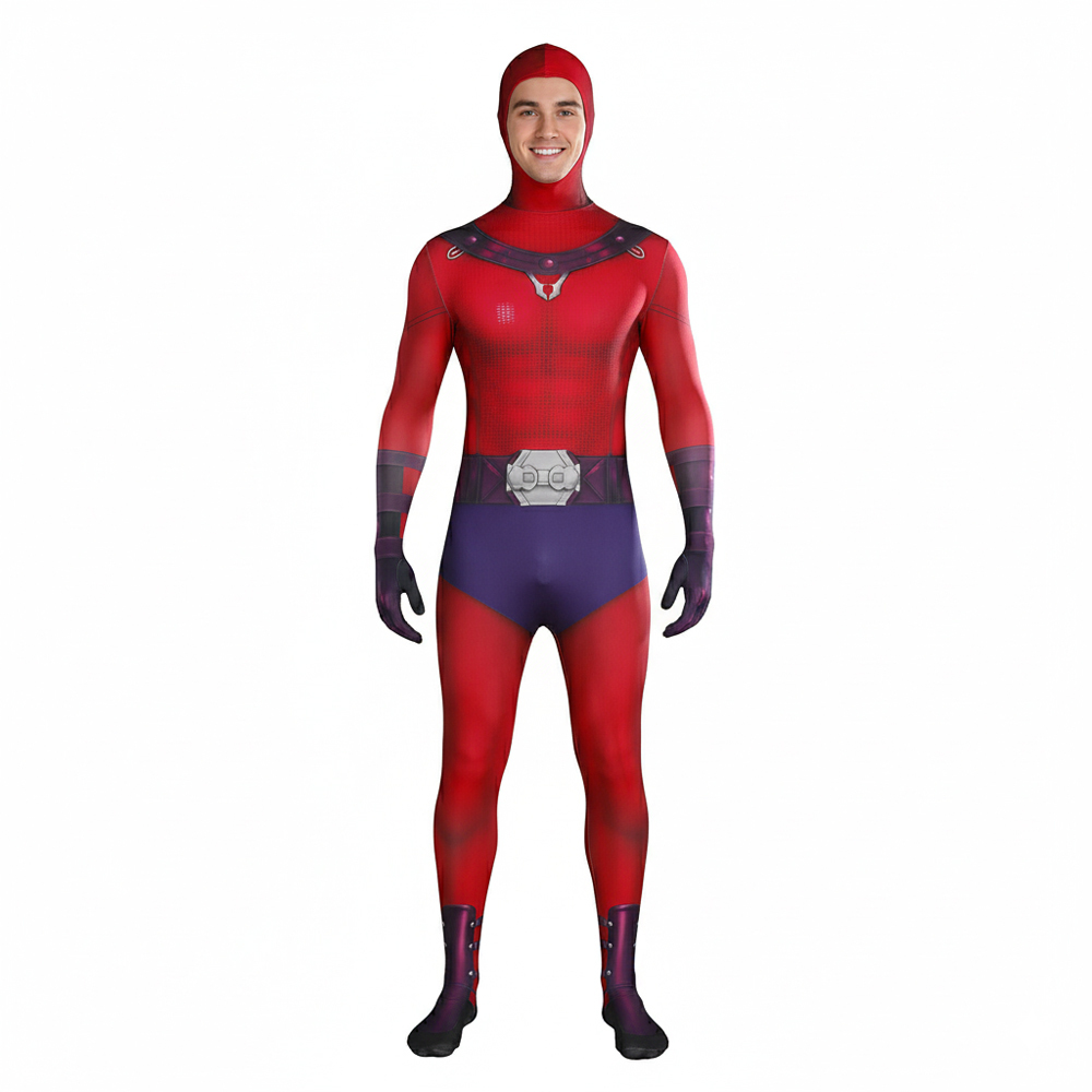 Magneto Mutant Man Cosplay Costume Adults Kids Red Jumpsuit Cape Takerlama