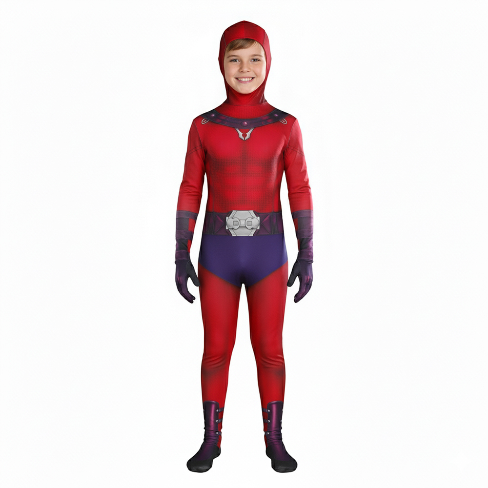 Magneto Mutant Man Cosplay Costume Adults Kids Red Jumpsuit Cape Takerlama
