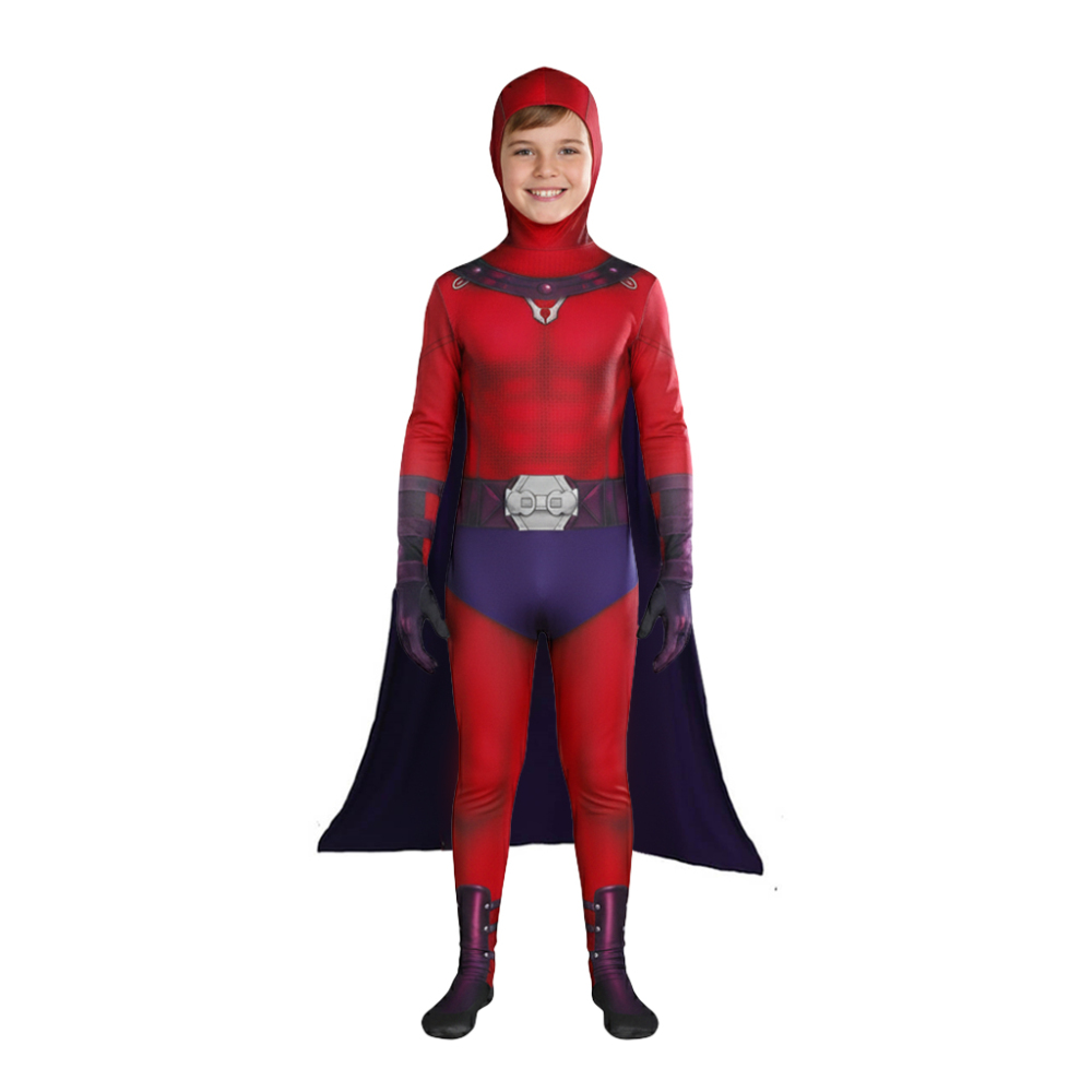 Magneto Mutant Man Cosplay Costume Adults Kids Red Jumpsuit Cape Takerlama