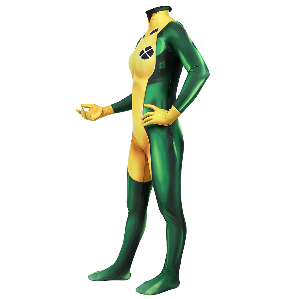X-Men Rogue Cosplay Costume Bodysuit Halloween Party Fancy Dress Takerlama