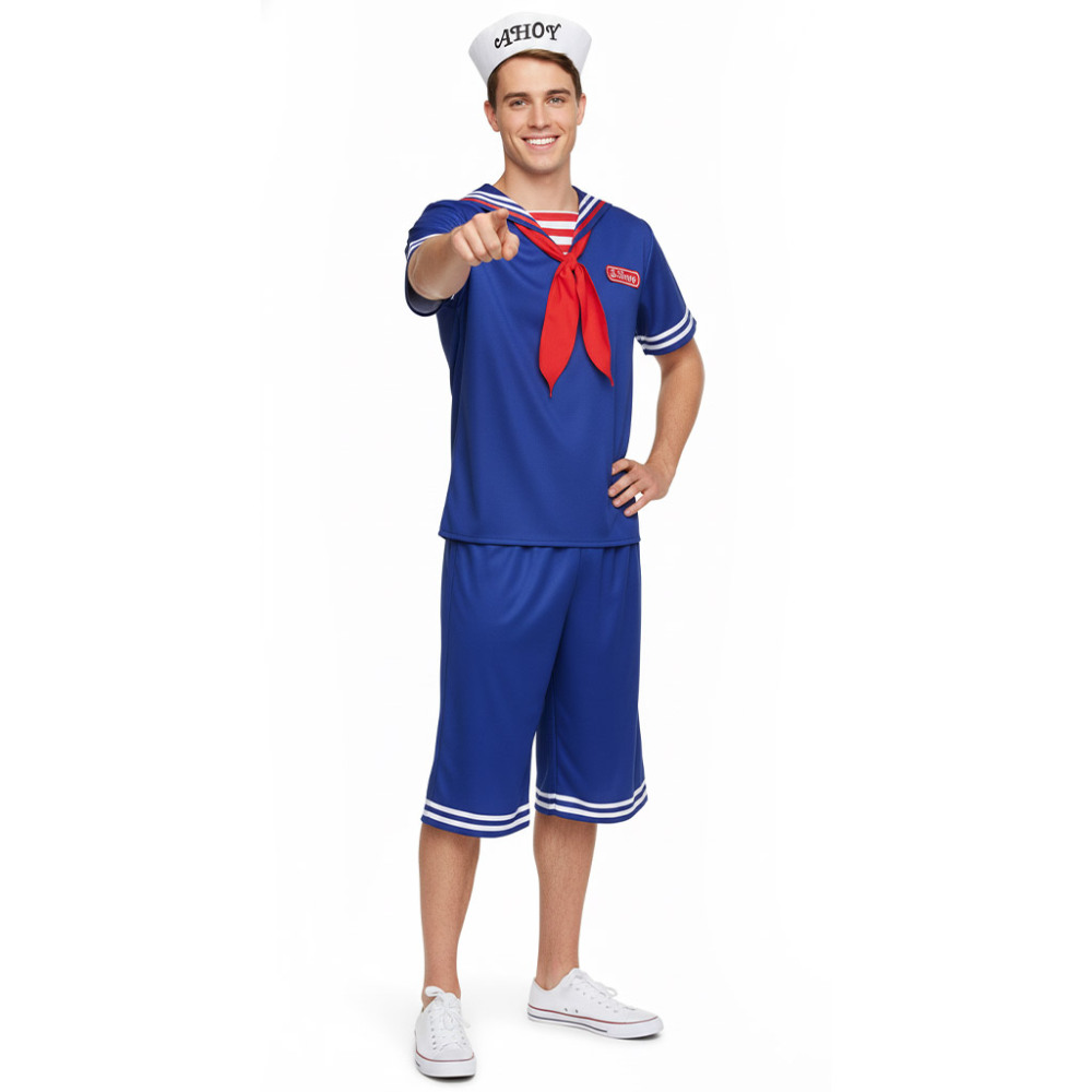 Adult Steve Robin  Scoops Harrington Cosplay Costume ST 3 T-Shirt Pant Hat In Stock Takerlama
