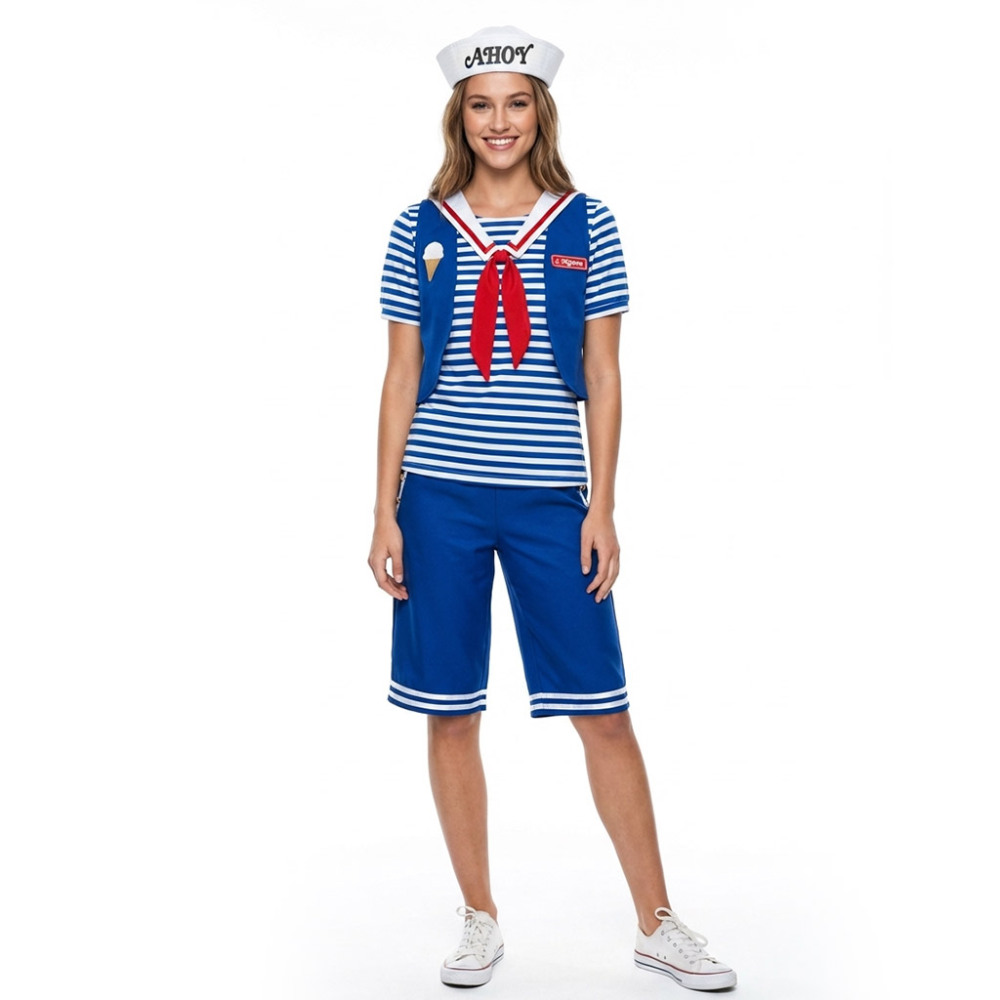 Adult Steve Robin  Scoops Harrington Cosplay Costume ST 3 T-Shirt Pant Hat In Stock Takerlama