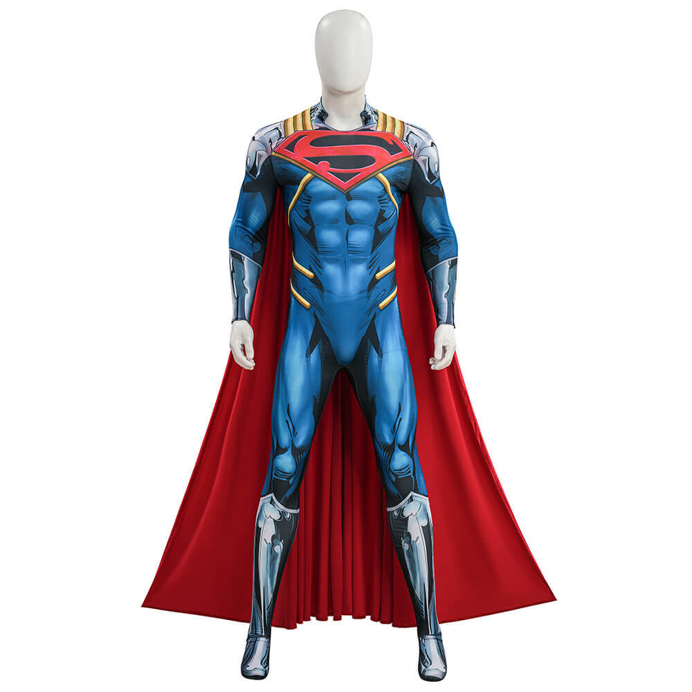 Superboy-Prime Kal El Cosplay Costume Jumpsuit Cloak Halloween Outfit Takerlama