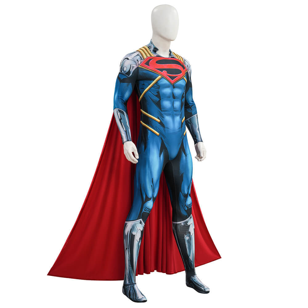 Superboy-Prime Kal El Cosplay Costume Jumpsuit Cloak Halloween Outfit Takerlama